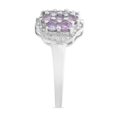 BUY 925 SILVER NATURAL AFRICAN  AMETHYST GEMSTONE CLUSTER RING